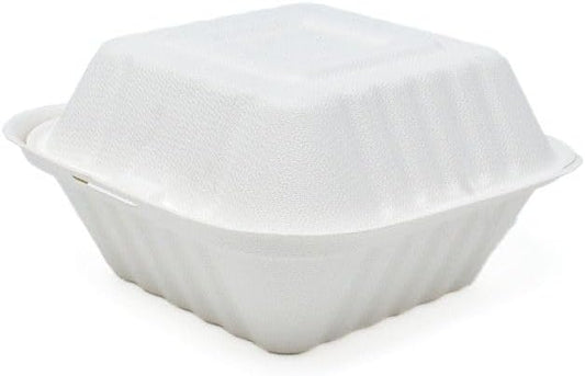 Biodegradable Bagasse Clamshell Take Out Containers | Pack of 125