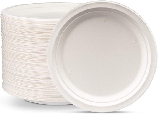 Biodegradable Bagasse Round Plates | Pack of 125